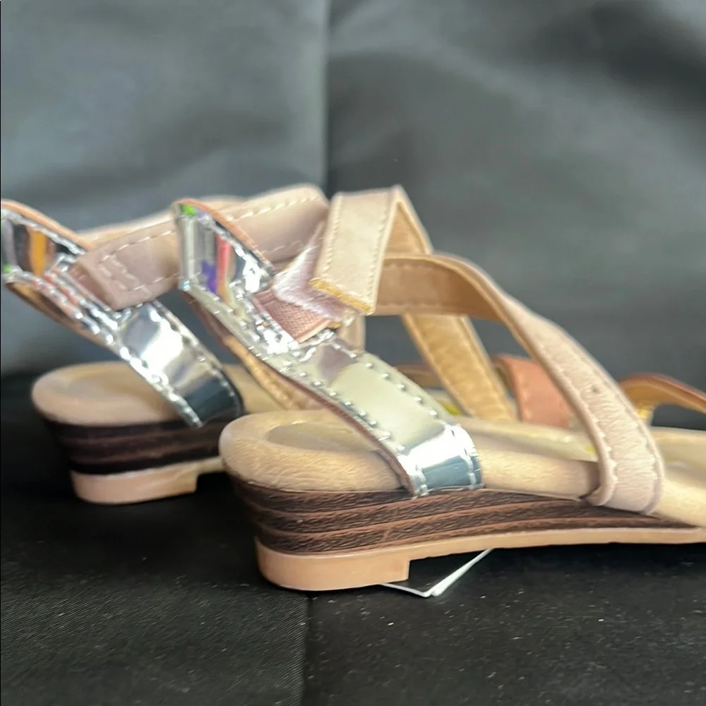 Toddler Tahari Pink and Tan Sandals with Crisscross Straps